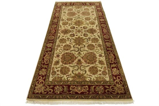 Agra Rug 5'1'' x 9'9'' Ivory Wool Traditional Hand-Knotted Oriental Carpet