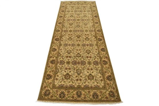 Agra Runner 3'10'' x 9'11'' Beige Wool Traditional Hand-Knotted Oriental Rug