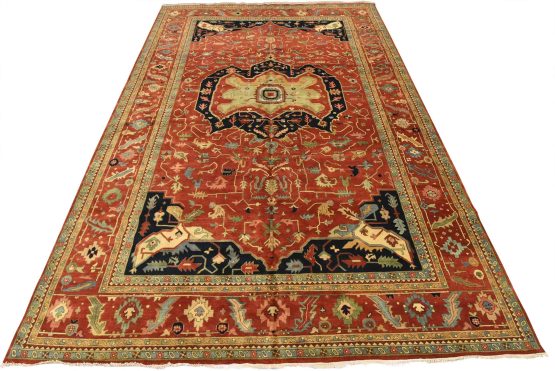 Heriz Rug 11'11'' x 18'1'' Rust Wool Tribal Hand-Knotted Oriental Carpet