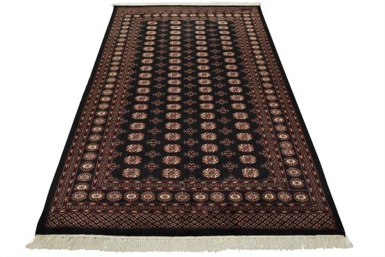 Bokhara Rug 6'3'' x 8'11'' Black Wool Tribal Hand-Knotted Oriental Carpet