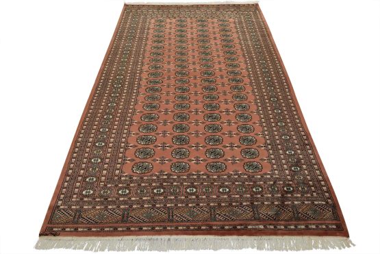 Bokhara Rug 6'2'' x 9'6'' Pink Wool Tribal Hand-Knotted Oriental Carpet