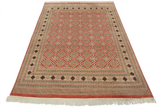 Bokhara Jaldar Rug 8'4'' x 10'4'' Pink Wool Tribal Hand-Knotted Oriental Carpet