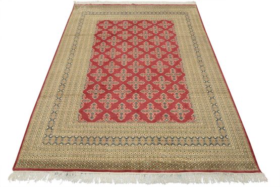 Bokhara Jaldar Rug 8'1'' x 10'1'' Pink Wool Tribal Hand-Knotted Oriental Carpet