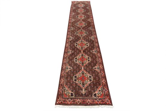 Senneh Runner 2'9'' x 13'2'' Blue Wool Vintage Tribal Hand-Knotted Oriental Rug