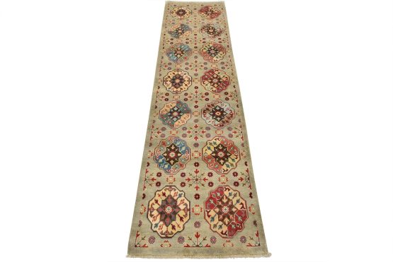 Kazak Runner 2'8'' x 9'5'' Gray Wool Tribal Hand-Knotted Oriental Rug