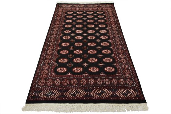 Bokhara Rug 5'4'' x 8'7'' Black Wool Tribal Hand-Knotted Oriental Carpet