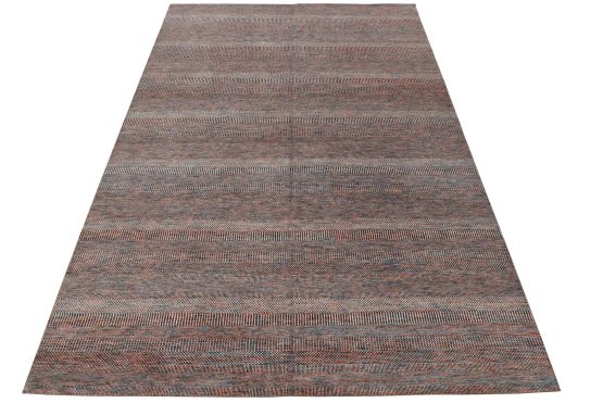 Fine Contemporary Rug 10' x 14'3'' Multicolor Wool Hand-Knotted Carpet
