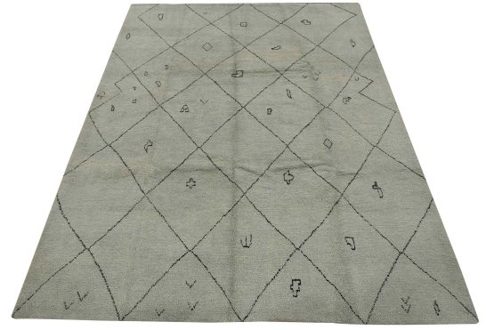Moroccan Rug 8'3'' x 10'2'' Gray Wool Contemporary Hand-Knotted Carpet