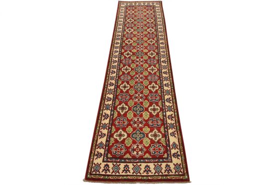 Kazak Runner 2'8'' x 9'8'' Red Wool Tribal Hand-Knotted Oriental Rug