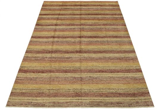 Gabbeh Rug 7'10'' x 9'11'' Multicolor Wool Striped Hand-Knotted Carpet