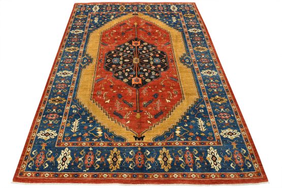Heriz Ziegler Rug 9'11'' x 13'4'' Red Wool Traditional Hand-Knotted Carpet