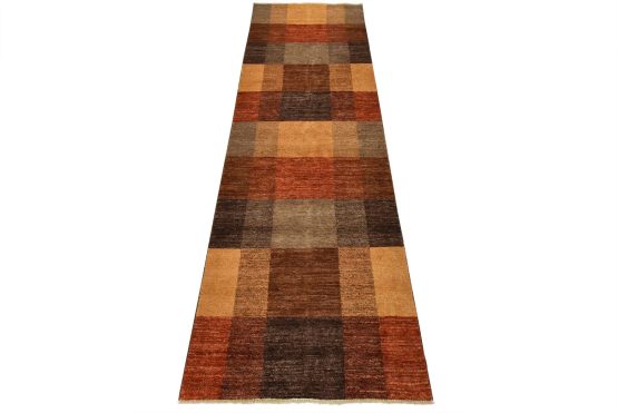 Gabbeh Runner 3'2'' x 9'11'' Multicolor Wool Contemporary Hand-Knotted Rug