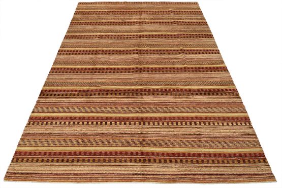 Gabbeh Rug 9'1'' x 11'11'' Multicolor Wool Striped Hand-Knotted Carpet