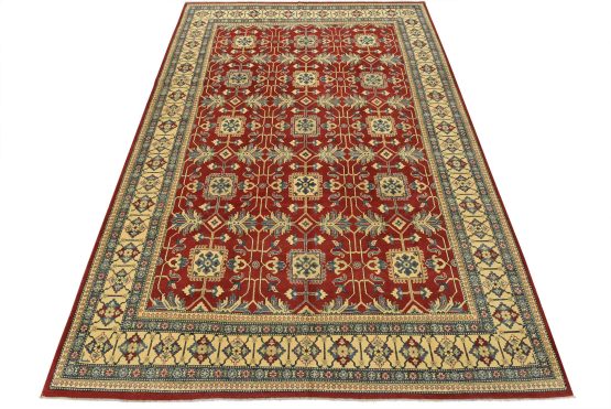 Kazak Rug 10' x 14'5'' Red Wool Traditional Hand-Knotted Oriental Carpet