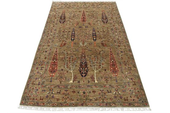 Fine Gabbeh Rug 6'9'' x 10' Gray Wool Traditional Hand-Knotted Oriental Carpet