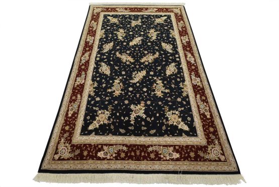 Tabriz Rug 5'9'' x 9' Blue Wool/Silk Traditional Hand-Knotted Oriental Carpet