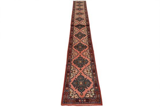 Roodbar Runner 2'4'' x 22'7'' Pink Wool Vintage Traditional Hand-Knotted Rug