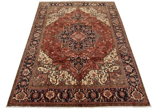 Heriz Rug 9'10'' x 12'4'' Red Wool Traditional Hand-Knotted Oriental Carpet