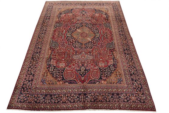 Mahvelat Rug 10' x 13'2'' Red Wool Vintage Traditional Hand-Knotted Carpet