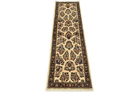 Fine Kashmar Runner 2'3'' x 7'4'' Ivory Wool Traditional Hand-Knotted Rug