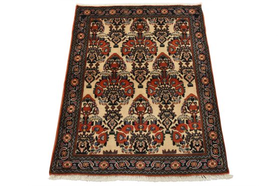 Shahre Babak Rug 3'2'' x 4' Ivory Wool Vintage Traditional Hand-Knotted Carpet