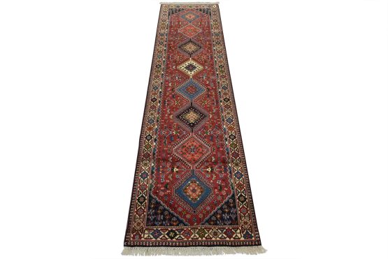 Yalameh Runner 2'9'' x 9'9'' Red Wool Vintage Tribal Hand-Knotted Rug
