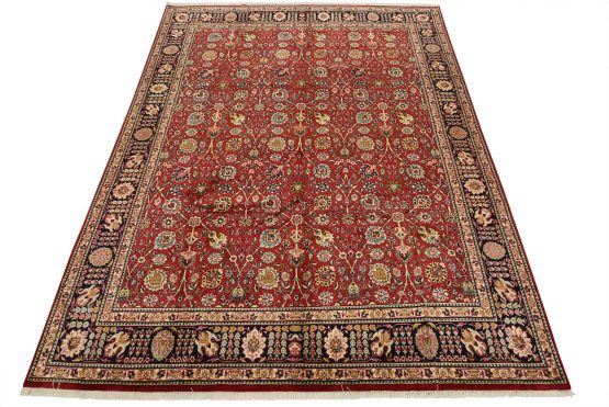 Fine Tabriz Rug 10'1'' x 12'10'' Red Wool Vintage Traditional Hand-Knotted Carpet