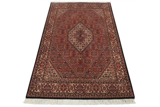 Fine Bidjar Rug 4'8'' x 6'10'' Red Wool Traditional Hand-Knotted Oriental Carpet