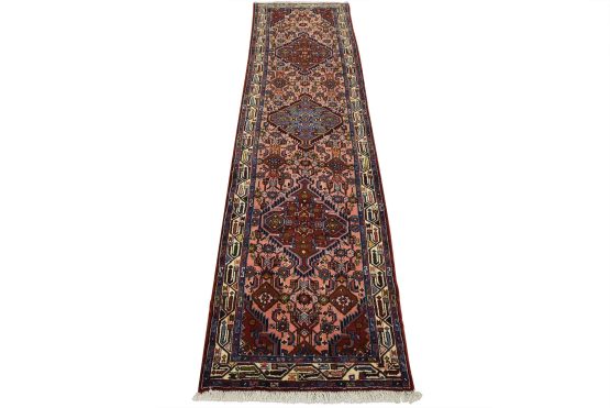 Hamedan Runner 2'8'' x 9'6'' Pink Wool Vintage Tribal Hand-Knotted Rug