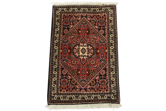 Fine Bidjar Rug 1'5'' x 2'1'' Red Wool Vintage Traditional Hand-Knotted Carpet