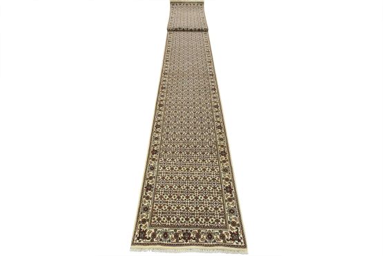 Tabriz Mahi Runner 2'7'' x 23'10'' Ivory Wool Traditional Hand-Knotted Rug