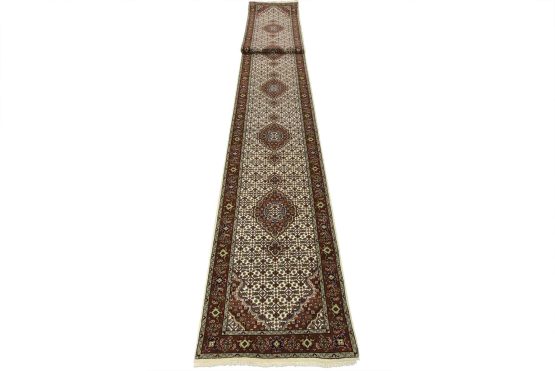 Tabriz Mahi Runner 2'9'' x 27'1'' Ivory Wool Traditional Hand-Knotted Rug
