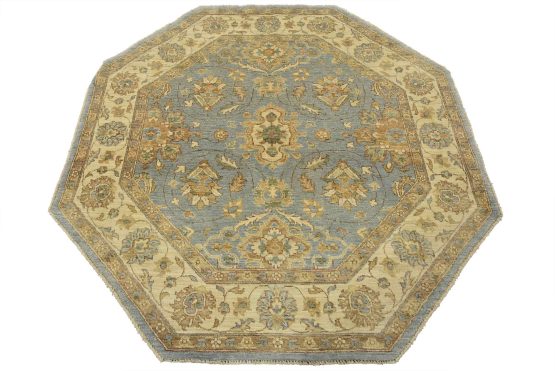 Ziegler Rug 6'1'' x 6'3'' Blue Wool Traditional Hand-Knotted Oriental Carpet