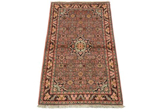 Bidjar Rug 2'7'' x 4'3'' Pink Wool Vintage Traditional Hand-Knotted Carpet
