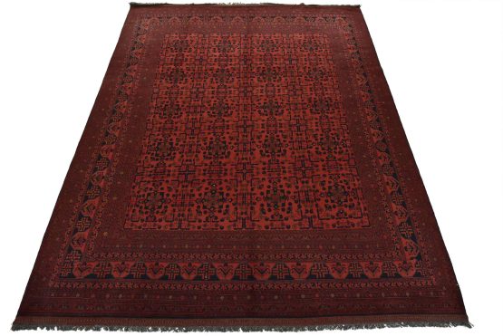 Turkmen Rug 10'3'' x 12'11'' Red Wool Traditional Hand-Knotted Oriental Carpet
