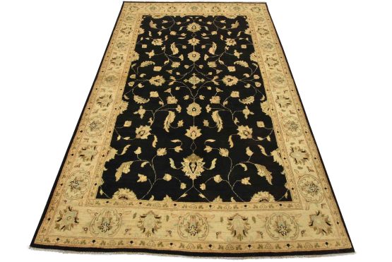 Ziegler Rug 5'11'' x 9' Black Wool Traditional Hand-Knotted Oriental Carpet