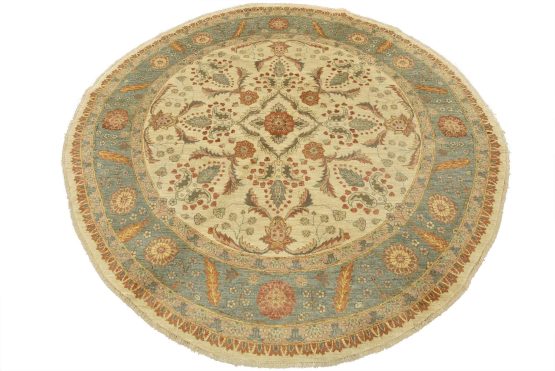 Ziegler Rug 8'2'' x 8' Beige Wool Traditional Hand-Knotted Oriental Carpet