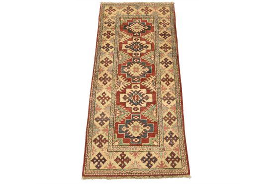 Kazak Runner 2'3'' x 4'11'' Red Wool Tribal Hand-Knotted Oriental Carpet