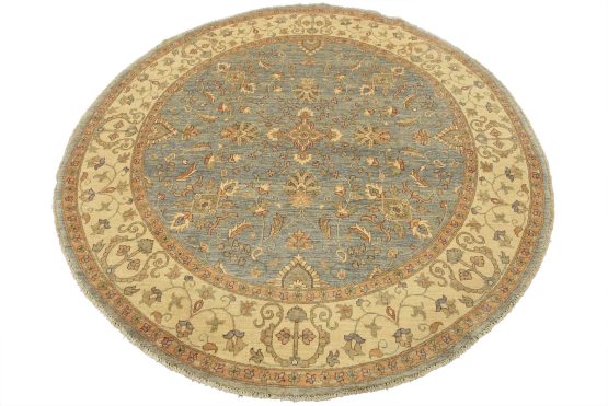 Ziegler Rug 8' x 8'2'' Blue Wool Traditional Hand-Knotted Oriental Carpet