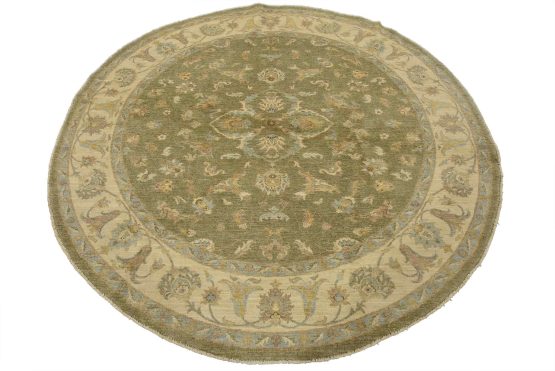 Ziegler Rug 8'1'' x 7'11'' Green Wool Traditional Hand-Knotted Oriental Carpet