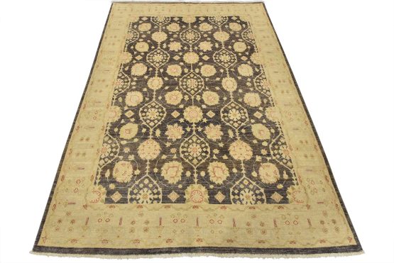 Ziegler Rug 6'4'' x 9' Dark Gray Wool Traditional Hand-Knotted Oriental Carpet