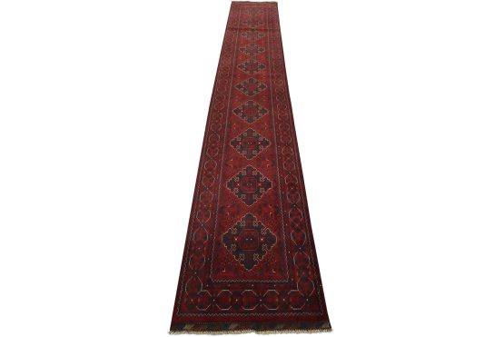 Turkmen Runner 2'8'' x 15'7'' Red Wool Tribal Hand-Knotted Oriental Rug