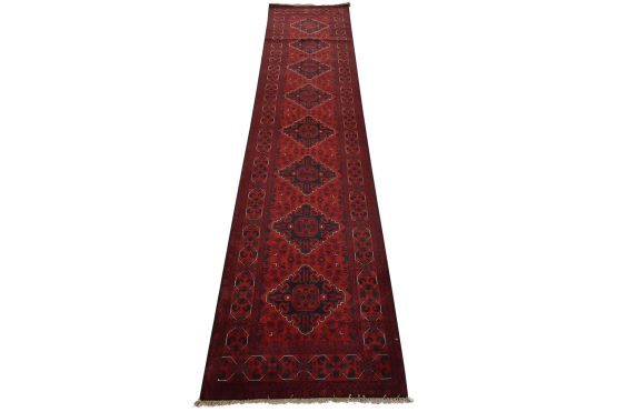 Turkmen Runner 2'8'' x 11'6'' Red Wool Tribal Hand-Knotted Oriental Rug