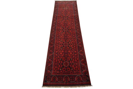 Turkmen Runner 2'7'' x 9'1'' Red Wool Tribal Hand-Knotted Oriental Rug