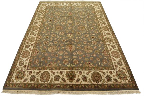 Agra Rug 9'1'' x 11'9'' Gray Wool Traditional Hand-Knotted Oriental Carpet
