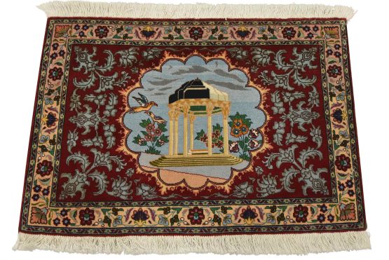 Tabriz Rug 2'1'' x 3'1'' Red Wool Vintage Traditional Hand-Knotted Carpet