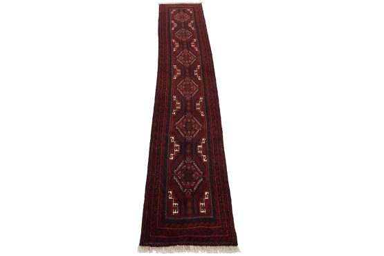 Baloch Runner 1'10'' x 9'5'' Blue Wool Vintage Tribal Hand-Knotted Rug