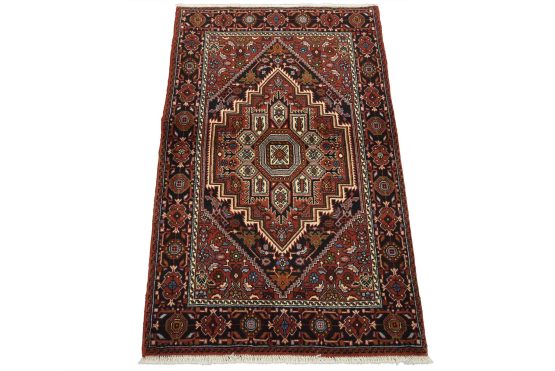 Goltogh Rug 2'7'' x 4'1'' Red Wool Vintage Traditional Hand-Knotted Carpet