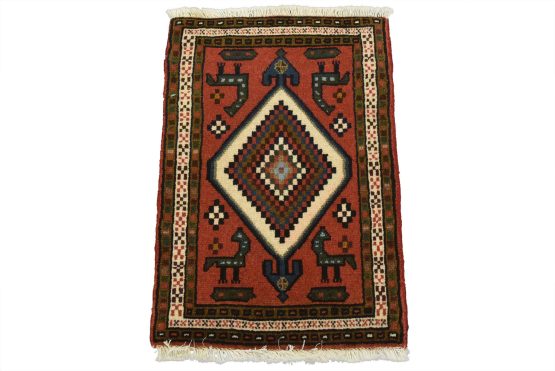 Goltogh Rug 2'7'' x 4'1'' Red Wool Vintage Traditional Hand-Knotted Carpet