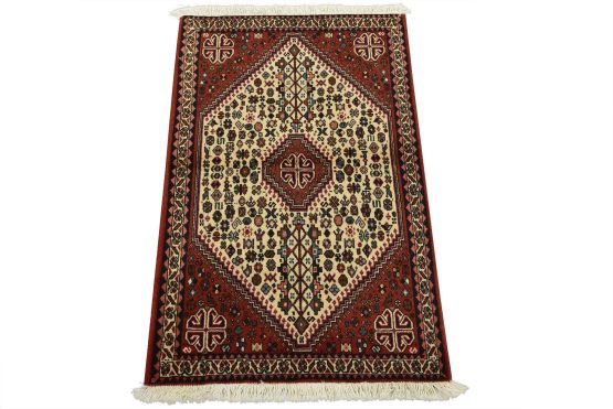 Abadeh Rug 2'3'' x 3'5'' Ivory Wool Vintage Tribal Hand-Knotted Carpet
